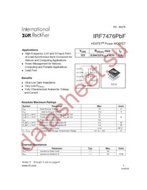 IRF7476TRPBF datasheet  